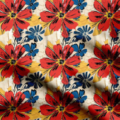 Grunge Flowers Artsy Pattern Print Fabric