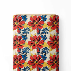 Grunge Flowers Artsy Pattern Print Fabric