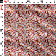 Rayon 1 Meter Donuts Print Fabric