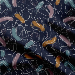 Floral Path Navy Print Fabric