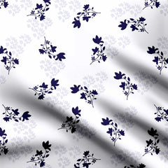 blue flowers on white Print Fabric