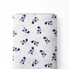 blue flowers on white Print Fabric