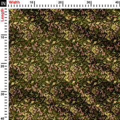 Humming Birds Feeding Olive Print Fabric