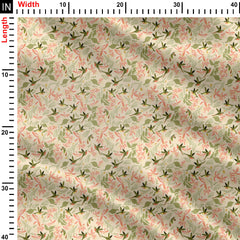 Humming Birds Feeding Cream Print Fabric