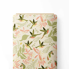 Humming Birds Feeding Cream Print Fabric