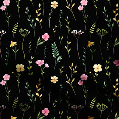 Floral Black and White Print Fabric