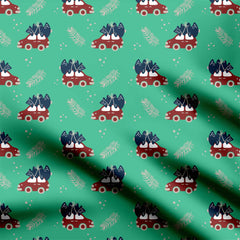 Christmas in green Print Fabric