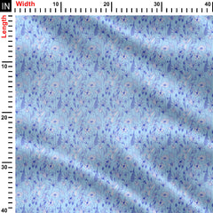 Blue floral in blue background Print Fabric