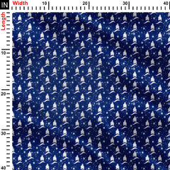 Blue Christmas Print Fabric