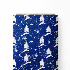 Blue Christmas Print Fabric