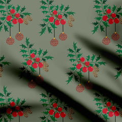 Christmas Holly Print Fabric