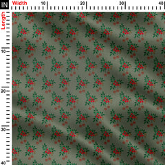 Christmas Holly Print Fabric