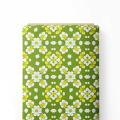 Green Floral 2 Print Fabric