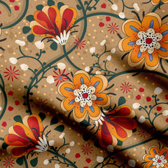 Bohemian Floral Golden Print Fabric