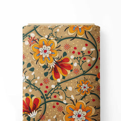 Bohemian Floral Golden Print Fabric