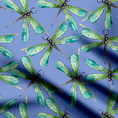 Green glow Dragonflies Print Fabric