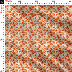 Orange Floral 1 Print Fabric