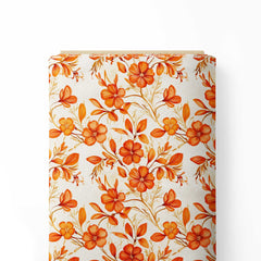 Orange Floral 1 Print Fabric