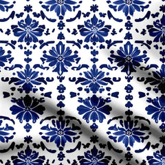 Blue Pottery Print Fabric