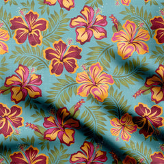 Hibiscus Sky Blue Print Fabric