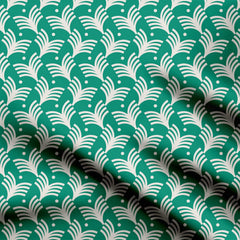 Green and White Geo Print Fabric