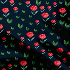 Tulip Garden on Black Print Fabric