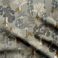 Monkey Oasis Grey Print Fabric