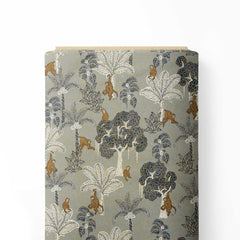 Monkey Oasis Grey Print Fabric