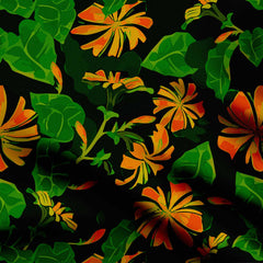 Petunias Orange and Green Print Fabric