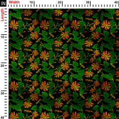 Petunias Orange and Green Print Fabric