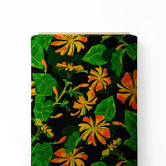 Petunias Orange and Green Print Fabric