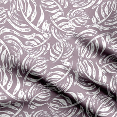 Abstract Stroke Leaves Lavender Print Fabric