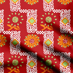 Flowers and swirls Print Fabric