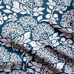 Hydrangea Deep Marine Print Fabric