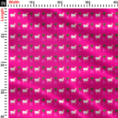 Cows Pink Pichwai Print Fabric