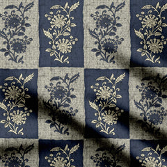 Floral Anti Texture Blue Print Fabric