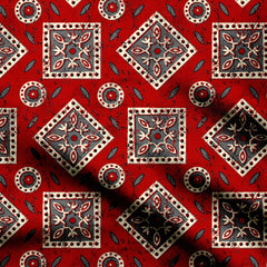 Crackle Cross Ajrakh Print Fabric