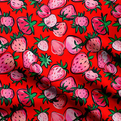 Strawberries Design 2 Print Fabric