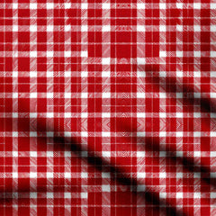 Red Monochrome Check Plaid Seamless Print Fabric