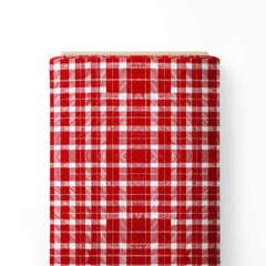 Red Monochrome Check Plaid Seamless Print Fabric