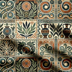 Ancient Mosaic Print Fabric