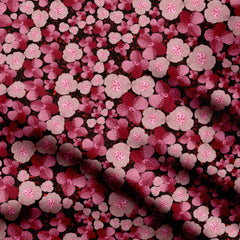 Small pink floral with black background Print Fabric