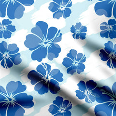 Blue Hibiscus Harmony Print Fabric