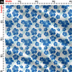 Blue Hibiscus Harmony Print Fabric