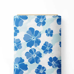 Blue Hibiscus Harmony Print Fabric