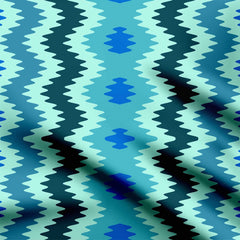 Aqua Wave Symphony Print Fabric