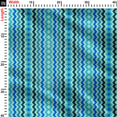 Aqua Wave Symphony Print Fabric