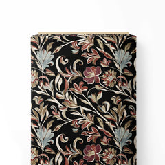 Tonal Black Bohemian Floral Print Fabric