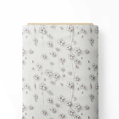 Sketched tiny white flowers Print Fabric