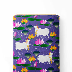 lavender lotus pond Print Fabric